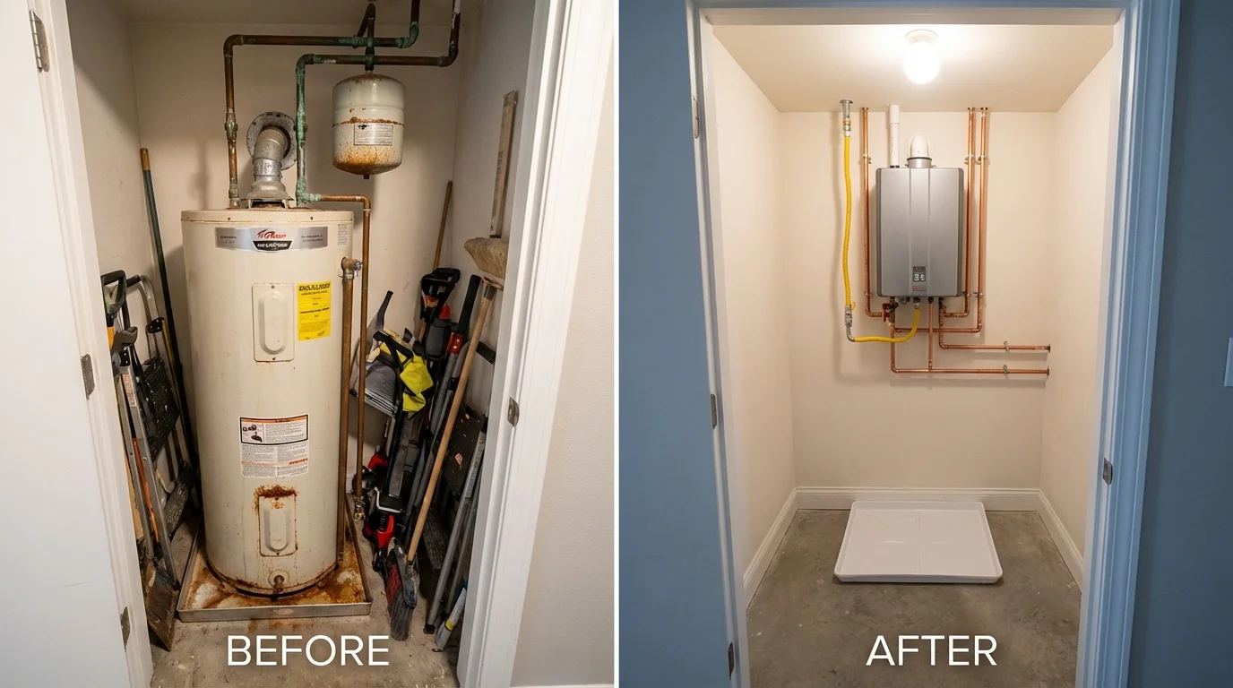 Tank water heater versus wall-mounted tankless unit comparison for Annapolis, MD homeowners